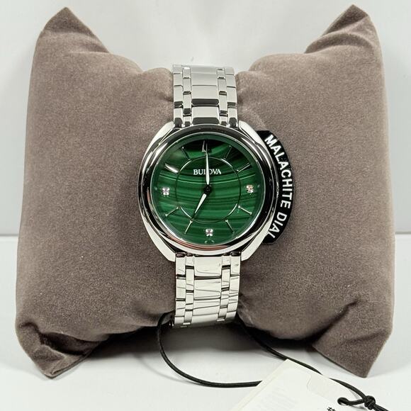 Bulova Other - Bulova Classic 96P256 Diamond Malachite Dial Stainless Steel Women's Watch